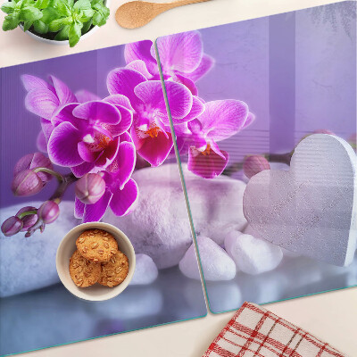 Skleněné krájecí prkénko Orchideje na kamenech