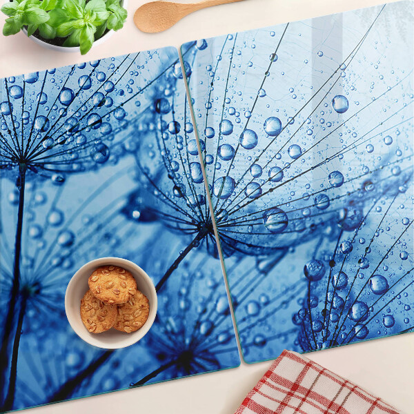 Krájecí prkénko skleněné Květiny s kapkami vody