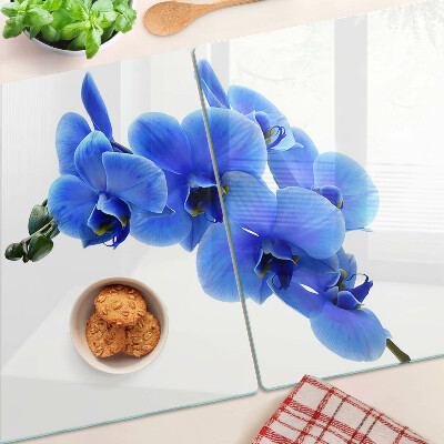 Skleněná deska do kuchyně Modré orchideje