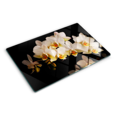 Krájecí prkénko skleněné Orchideje na černém pozadí