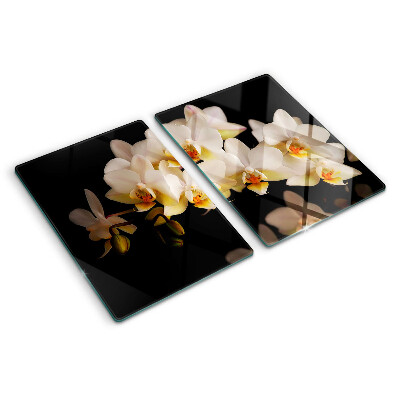 Krájecí prkénko skleněné Orchideje na černém pozadí