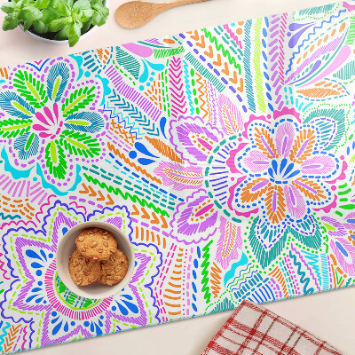 Skleněná deska do kuchyně Květinový vzor v boho stylu