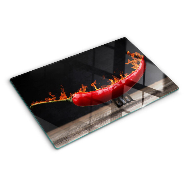 Skleněné krájecí prkénko Oheň a chilli paprička