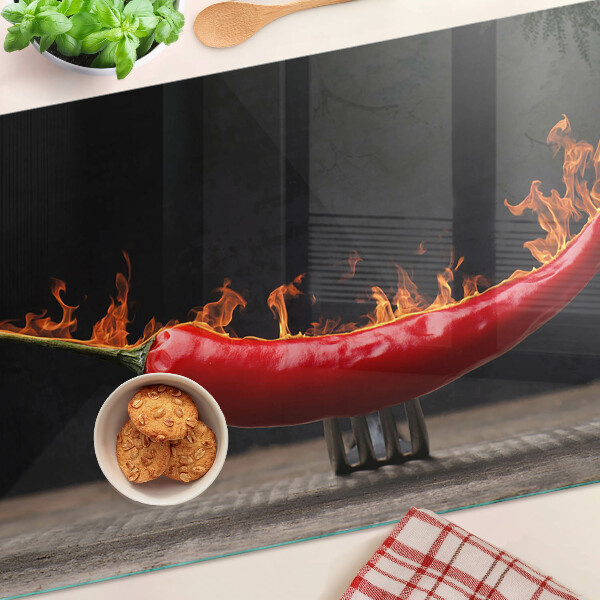 Skleněné krájecí prkénko Oheň a chilli paprička