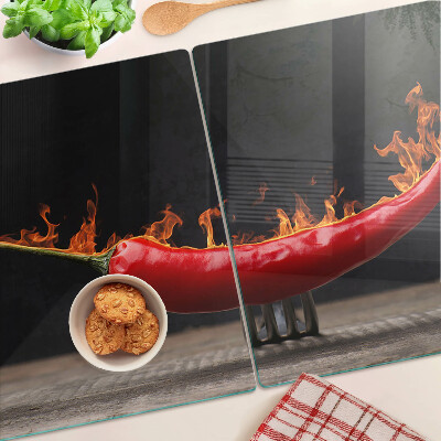 Skleněné krájecí prkénko Oheň a chilli paprička
