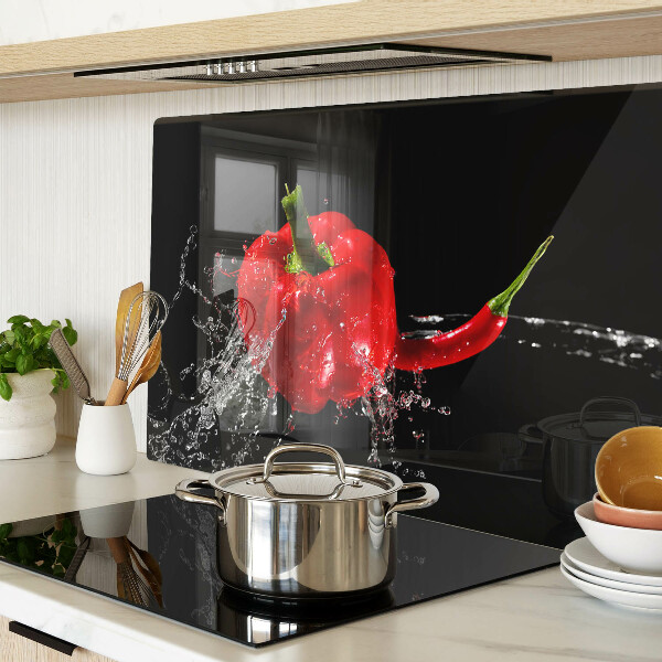 Skleněná krájecí deska Červená paprika ve vodě