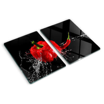 Skleněná krájecí deska Červená paprika ve vodě