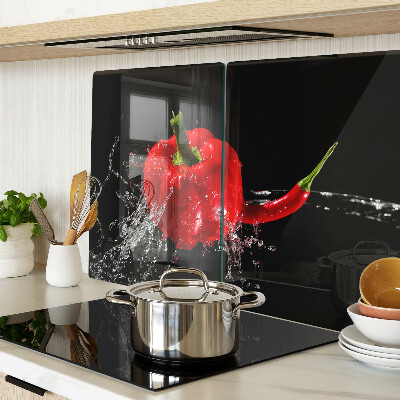 Skleněná krájecí deska Červená paprika ve vodě