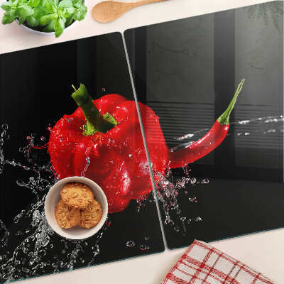 Skleněná krájecí deska Červená paprika ve vodě