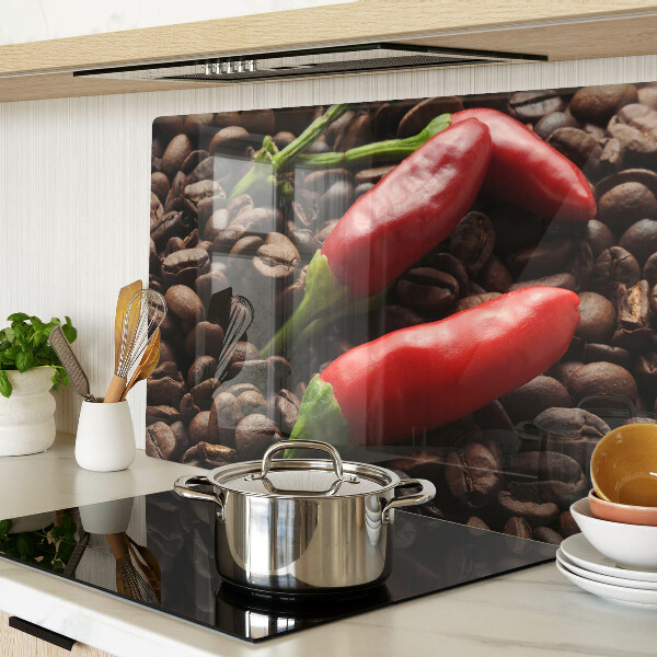 Krájecí prkénko skleněné Káva a chilli papričky