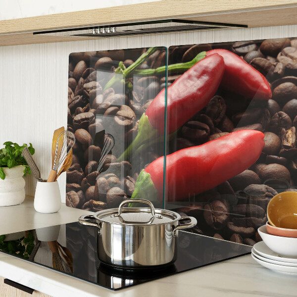 Krájecí prkénko skleněné Káva a chilli papričky