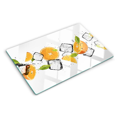 Skleněná deska do kuchyně Citrus s ledem