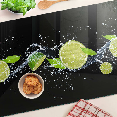 Skleněná krájecí deska Citrony ve vodě s lístky máty