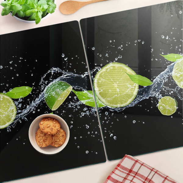 Skleněná krájecí deska Citrony ve vodě s lístky máty