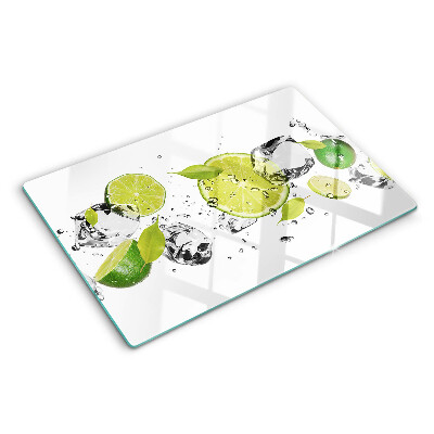 Skleněná krájecí deska Citrony a led ve vodě