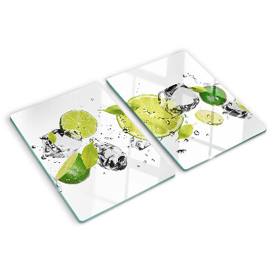 Skleněná krájecí deska Citrony a led ve vodě
