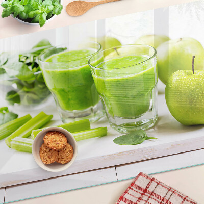 Skleněná krájecí deska Zelené smoothie s čerstvými ingrediencemi