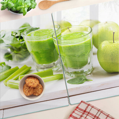 Skleněná krájecí deska Zelené smoothie s čerstvými ingrediencemi