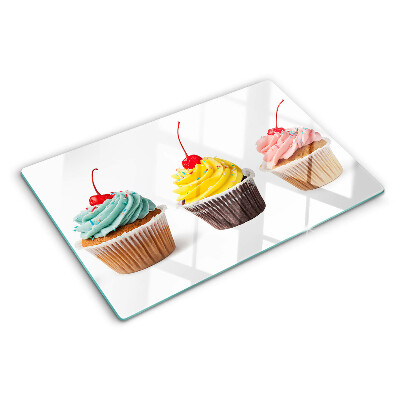 Skleněná krájecí deska Cupcake se šlehačkou a třešní