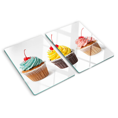 Skleněná krájecí deska Cupcake se šlehačkou a třešní