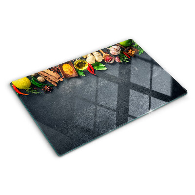 Krájecí prkénko skleněné Kuchyňské koření a ingredience
