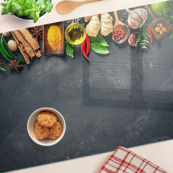 Krájecí prkénko skleněné Kuchyňské koření a ingredience