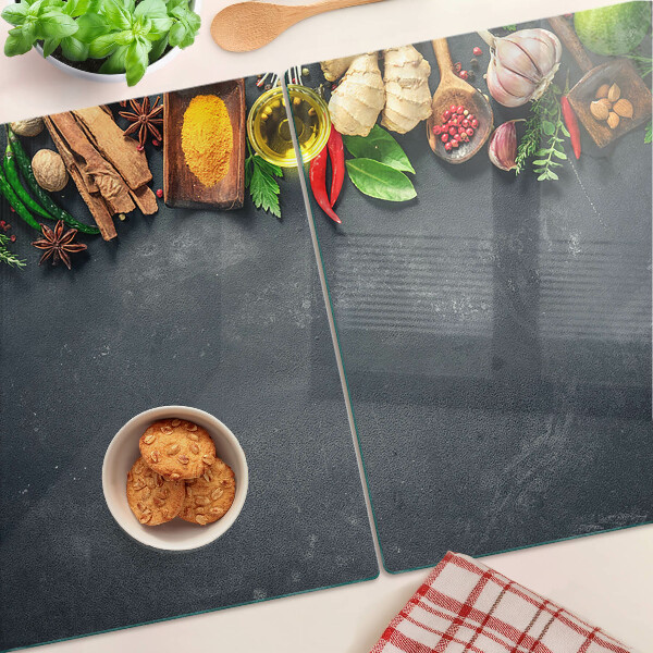 Krájecí prkénko skleněné Kuchyňské koření a ingredience
