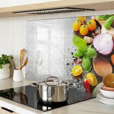 Skleněné krájecí prkénko Kuchyňské ingredience a bylinky