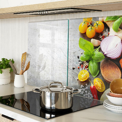 Skleněné krájecí prkénko Kuchyňské ingredience a bylinky