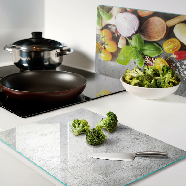 Skleněné krájecí prkénko Kuchyňské ingredience a bylinky