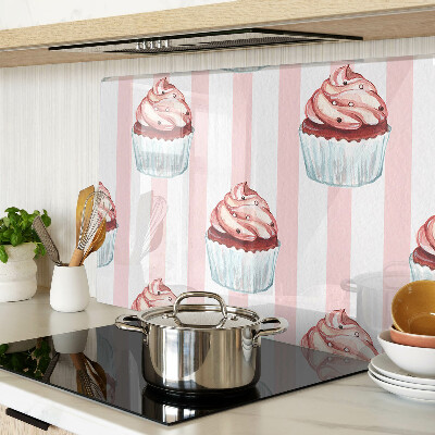 Krájecí prkénko skleněné Cupcaky s růžovými pruhy