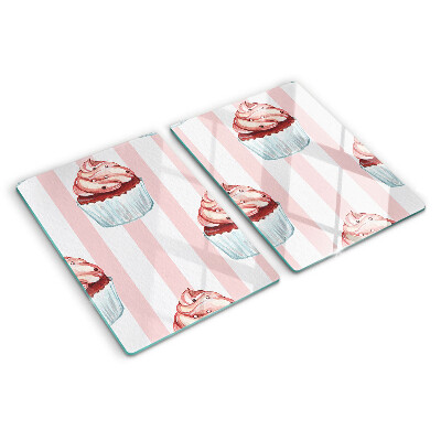 Krájecí prkénko skleněné Cupcaky s růžovými pruhy
