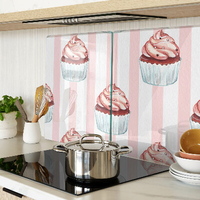 Krájecí prkénko skleněné Cupcaky s růžovými pruhy