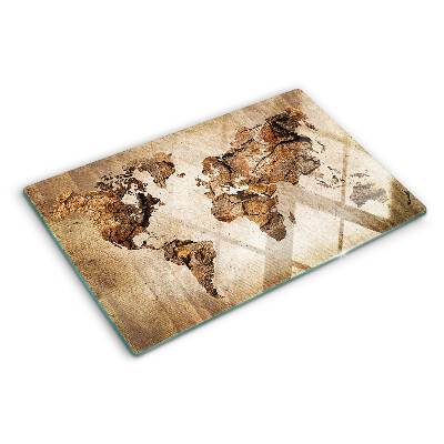 Skleněná krájecí deska Mapa světa ve vintage stylu