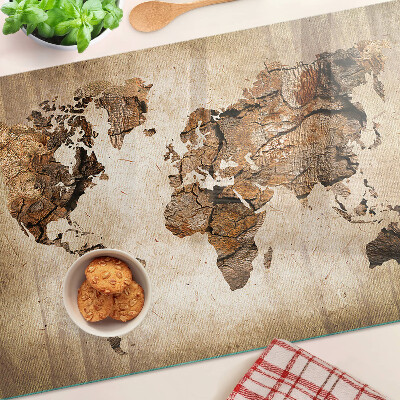 Skleněná krájecí deska Mapa světa ve vintage stylu