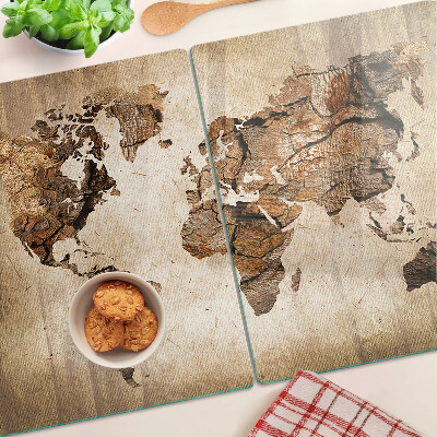 Skleněná krájecí deska Mapa světa ve vintage stylu