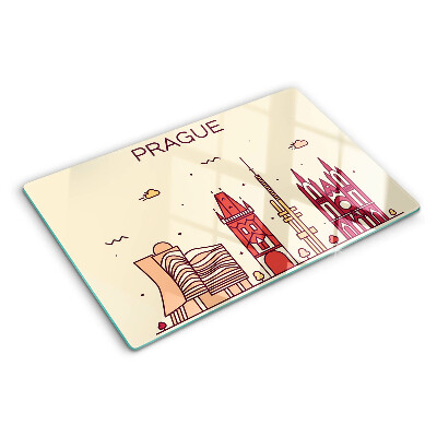 Skleněné krájecí prkénko Praha - výhled na město