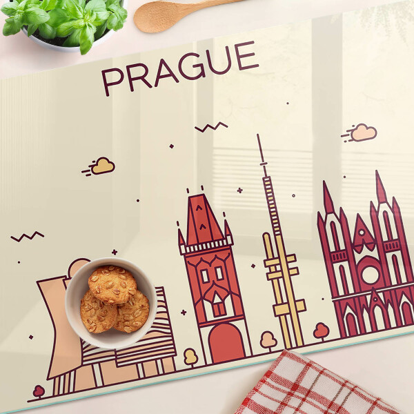 Skleněné krájecí prkénko Praha - výhled na město