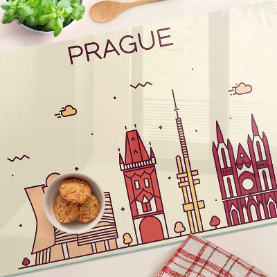 Skleněné krájecí prkénko Praha - výhled na město