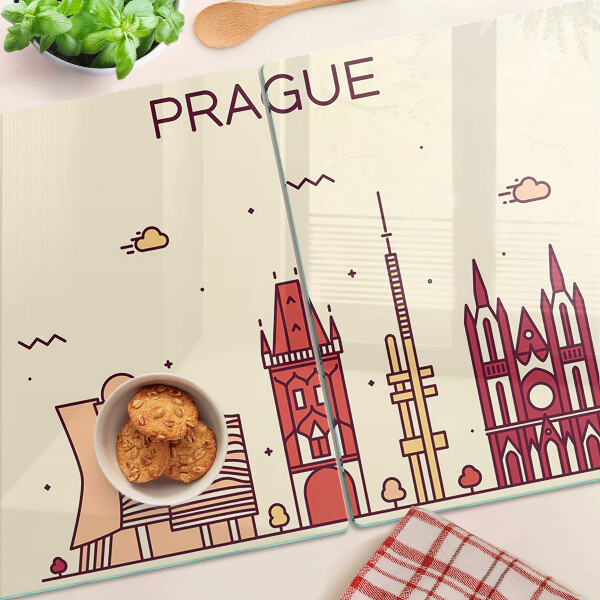 Skleněné krájecí prkénko Praha - výhled na město
