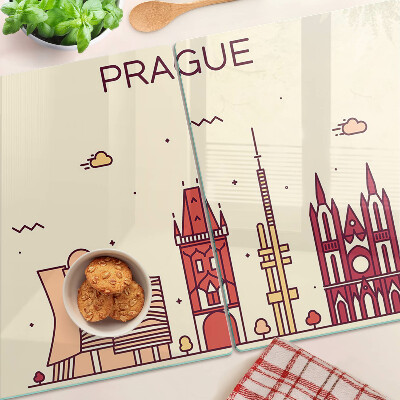Skleněné krájecí prkénko Praha - výhled na město