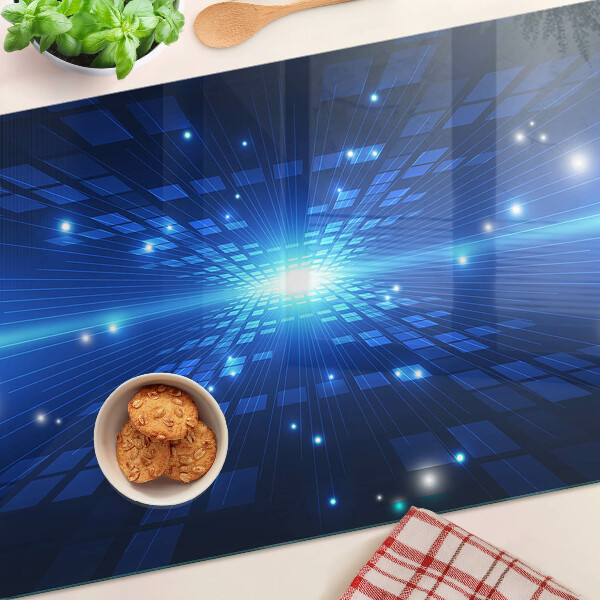 Krájecí prkénko skleněné Technologický vzor v odstínech modré
