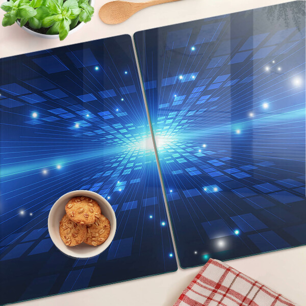 Krájecí prkénko skleněné Technologický vzor v odstínech modré