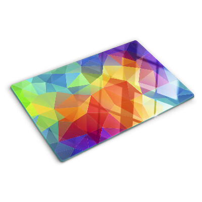 Skleněné krájecí prkénko Geometrie barevných trojúhelníků