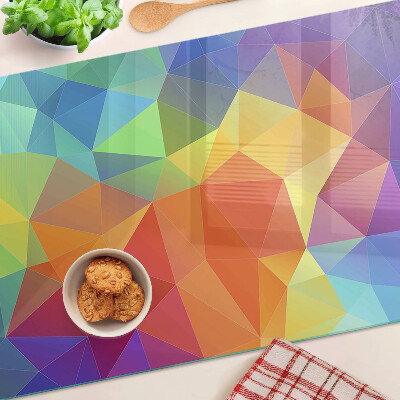 Skleněné krájecí prkénko Geometrie barevných trojúhelníků