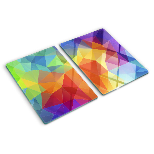 Skleněné krájecí prkénko Geometrie barevných trojúhelníků