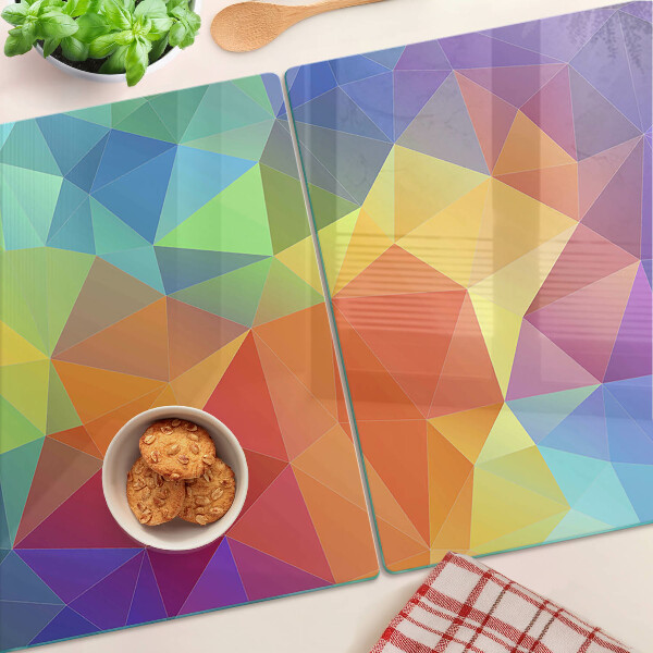 Skleněné krájecí prkénko Geometrie barevných trojúhelníků