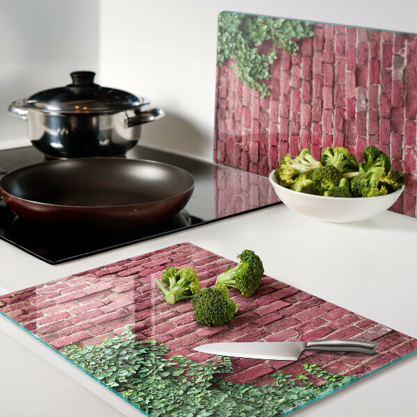 Skleněná krájecí deska Cihlová zeď s vegetací
