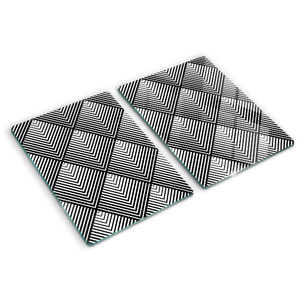 Skleněné krájecí prkénko Geometrie v černé a bílé