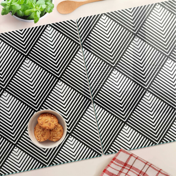 Skleněné krájecí prkénko Geometrie v černé a bílé